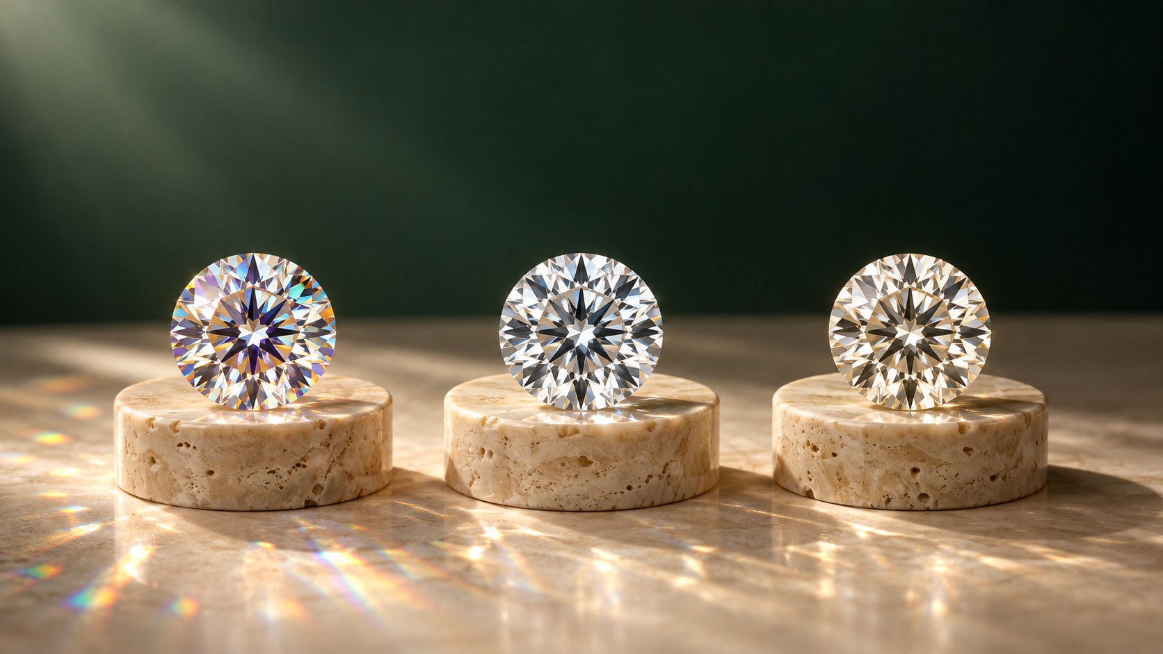 Moissanite, lab-grown diamond and natural diamond